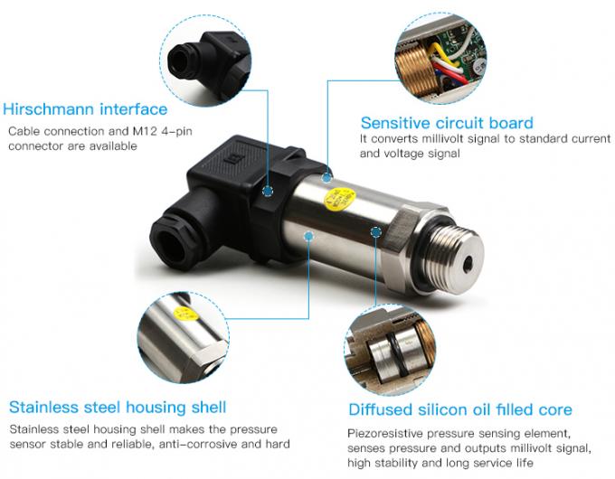 0-600 বার চাপ পরিসীমা ডিফিউজড সিলিকন তেল চাপ সেন্সর RPT202 0.5-4.5V আউটপুট এবং সিই RoHS সার্টিফিকেশন সহ 1